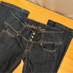 Industrial Cotton Dark Wash Bootcut Jeans Size 13 Triple Button Fly Y2K Style